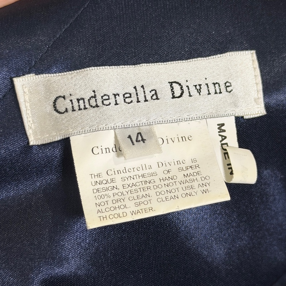 Cinderella Divine 14 Blue Iridescent Floral Sequin Full Length Gown Style J797 - Picture 9 of 9